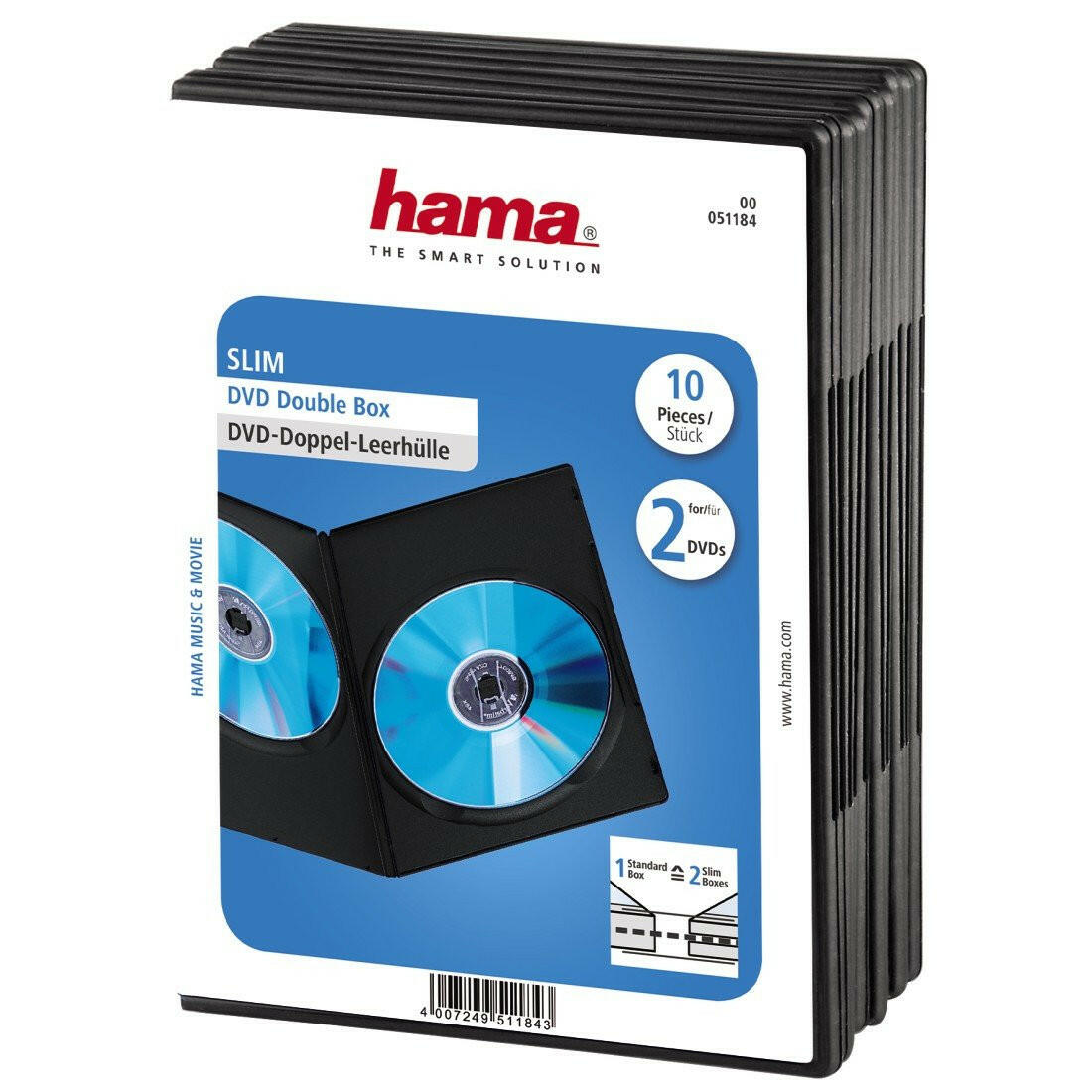 Hama DVD-Doppelhülle Super Slim 10er-Pack Schwarz.