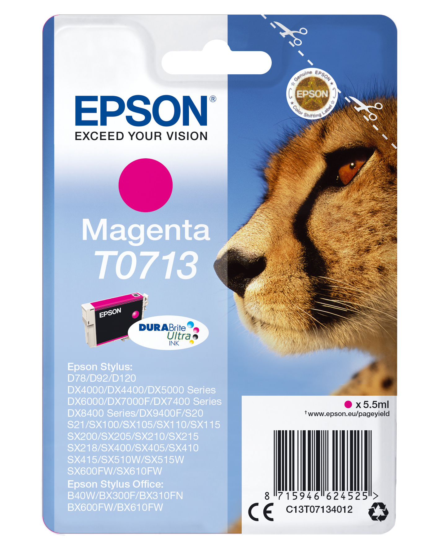 Epson T0713 Original Tintenpatrone 5,5ml Magenta - Gepard.