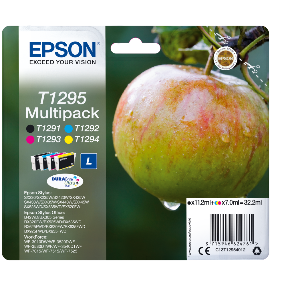 Epson Original Tintenpatronen Multipack T1295 Schwarz/Cyan/Gelb/Magenta