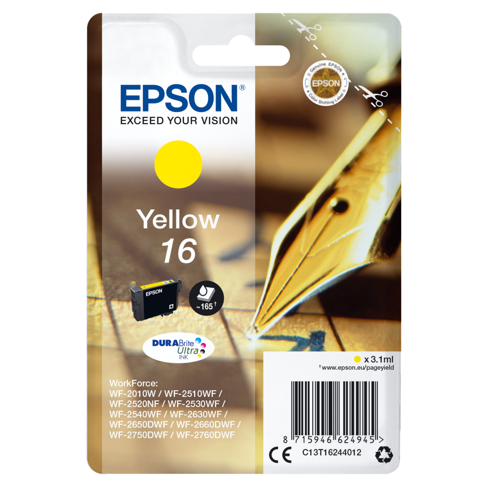 Epson Druckerpatrone Original Tinte Füller gelb für WF-2630WF WF-2650DWF WF-2660DWF WF-2750DWF WF-2760DWF