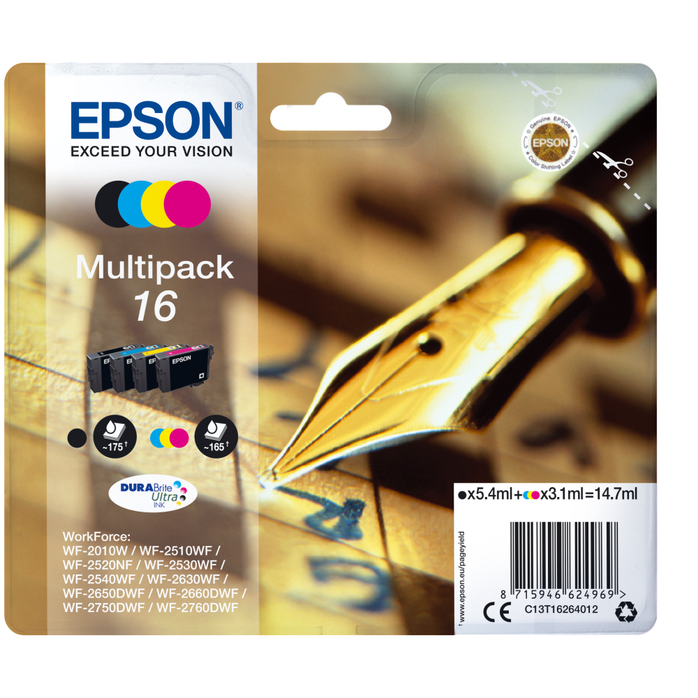 Epson C13T16264012 Multipack 16 Tintenpatronen Schwarz Cyan.