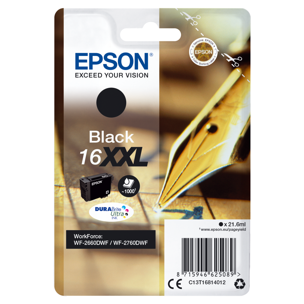 Epson C13T16814012 XXL Schwarz Tintenpatrone, 1000 Seiten