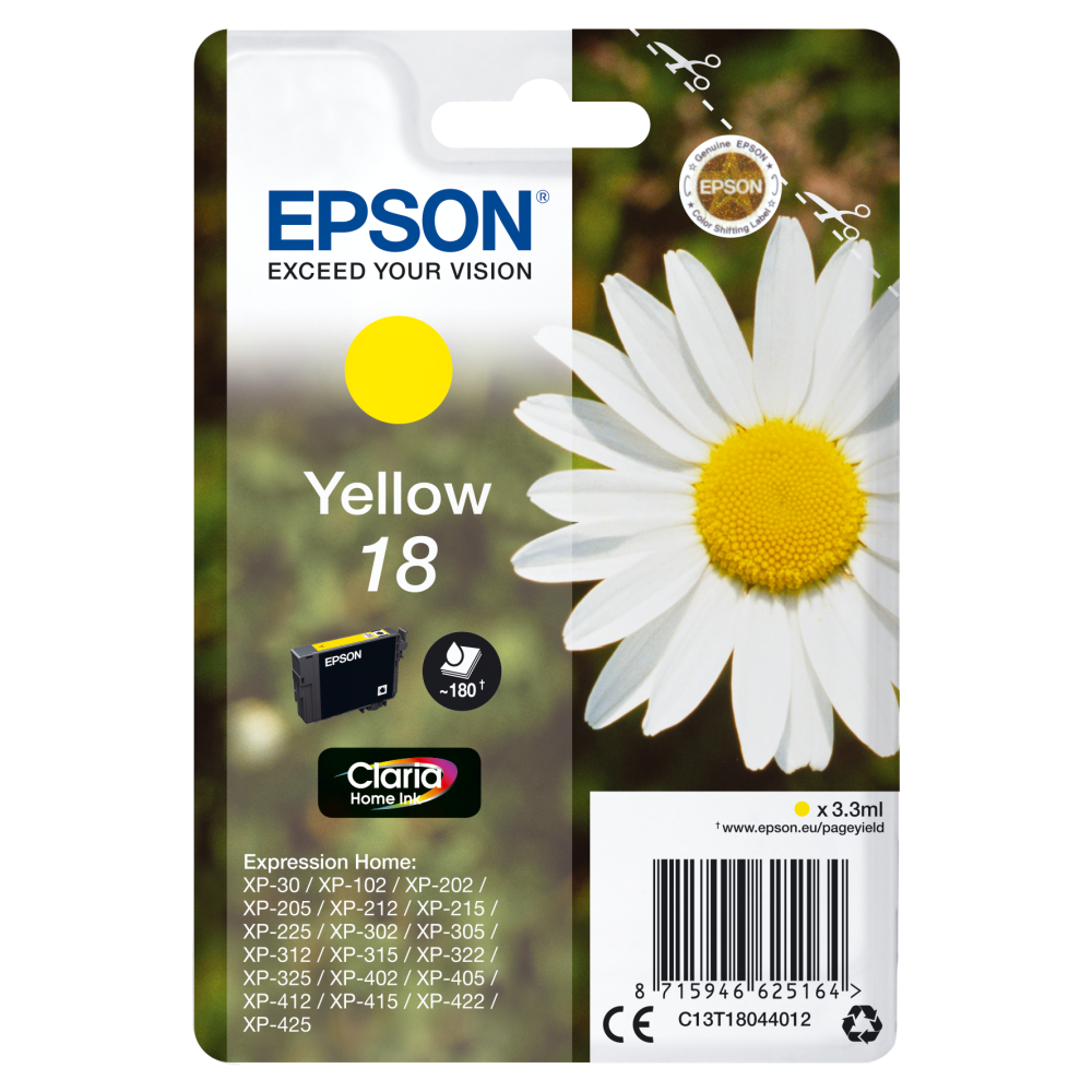 Epson Original Tinte Gänseblume Gelb für XP-305 bis XP-425.
