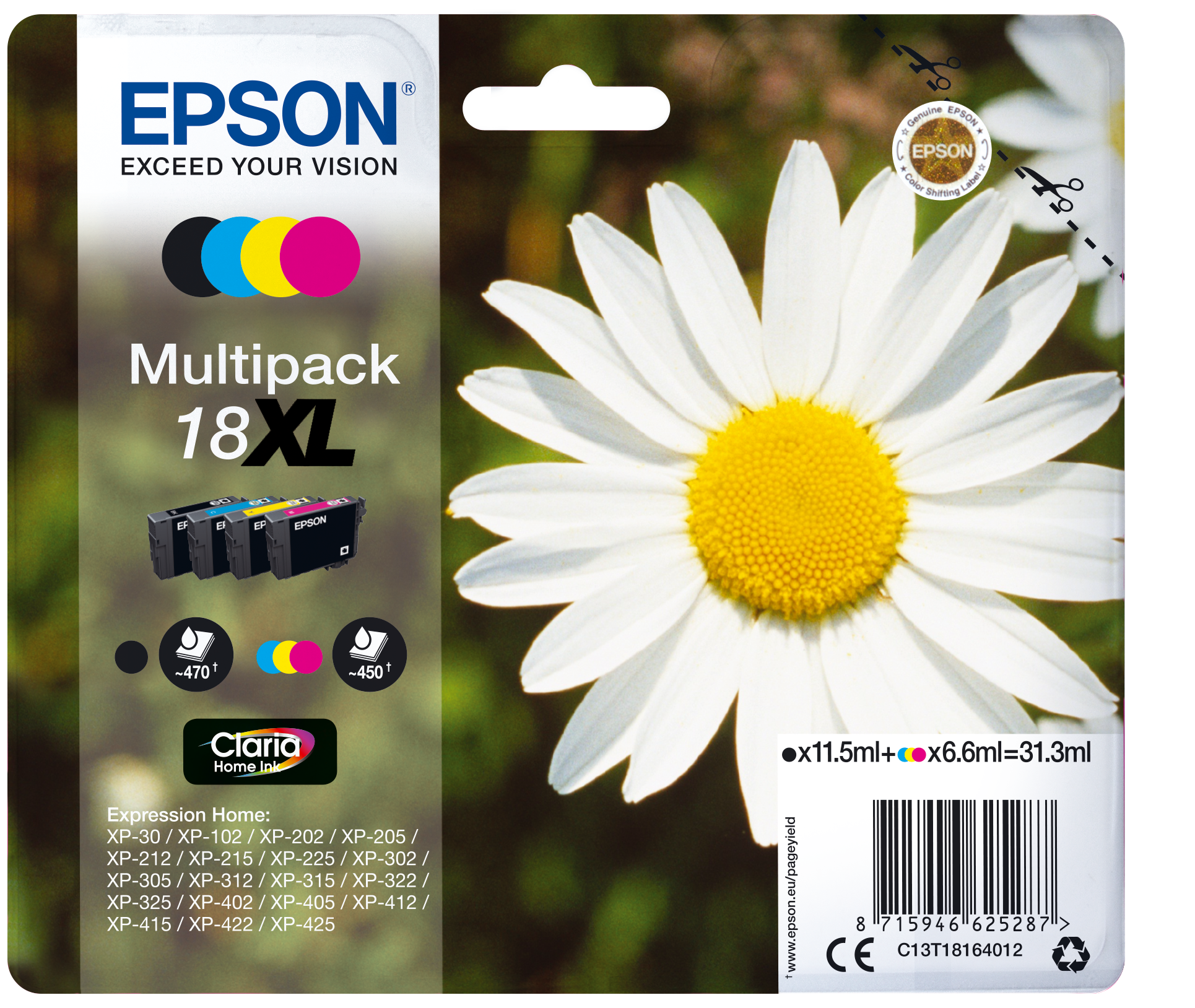Epson 18XL Tinte Gänseblümchen Multipack XP-2xxx Serie.
