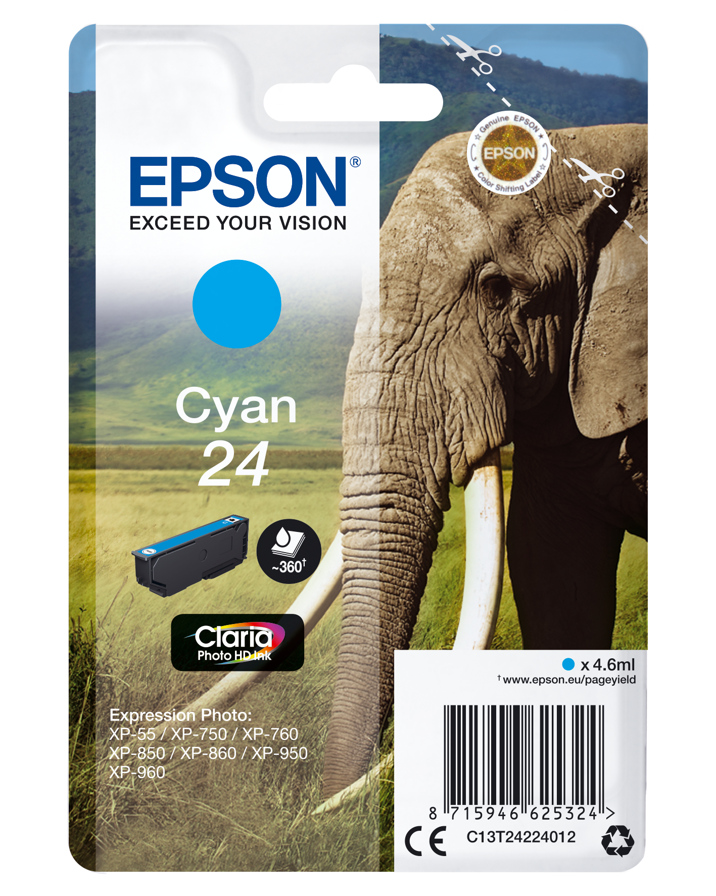 Epson 235M169 Original Tintenpatrone 24 Cyan Elefant