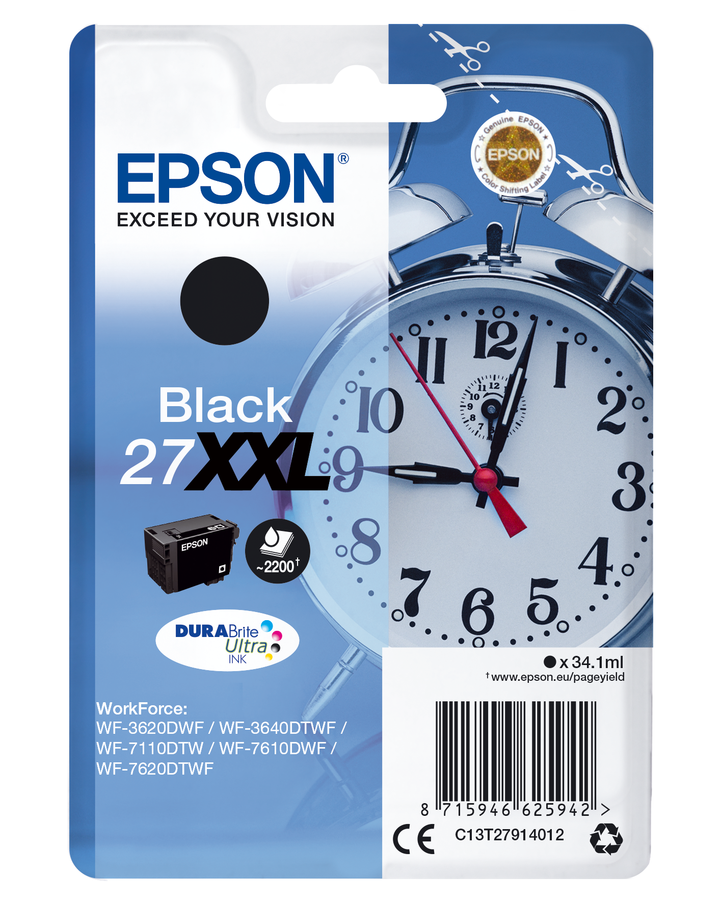 Epson T2791 XXL Wecker Tinte schwarz für WF-Drucker.