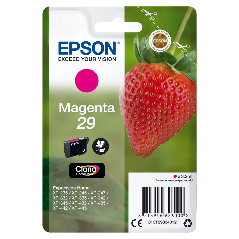 Epson C13T29844012 Original Tinte Magenta, 180 Seiten.