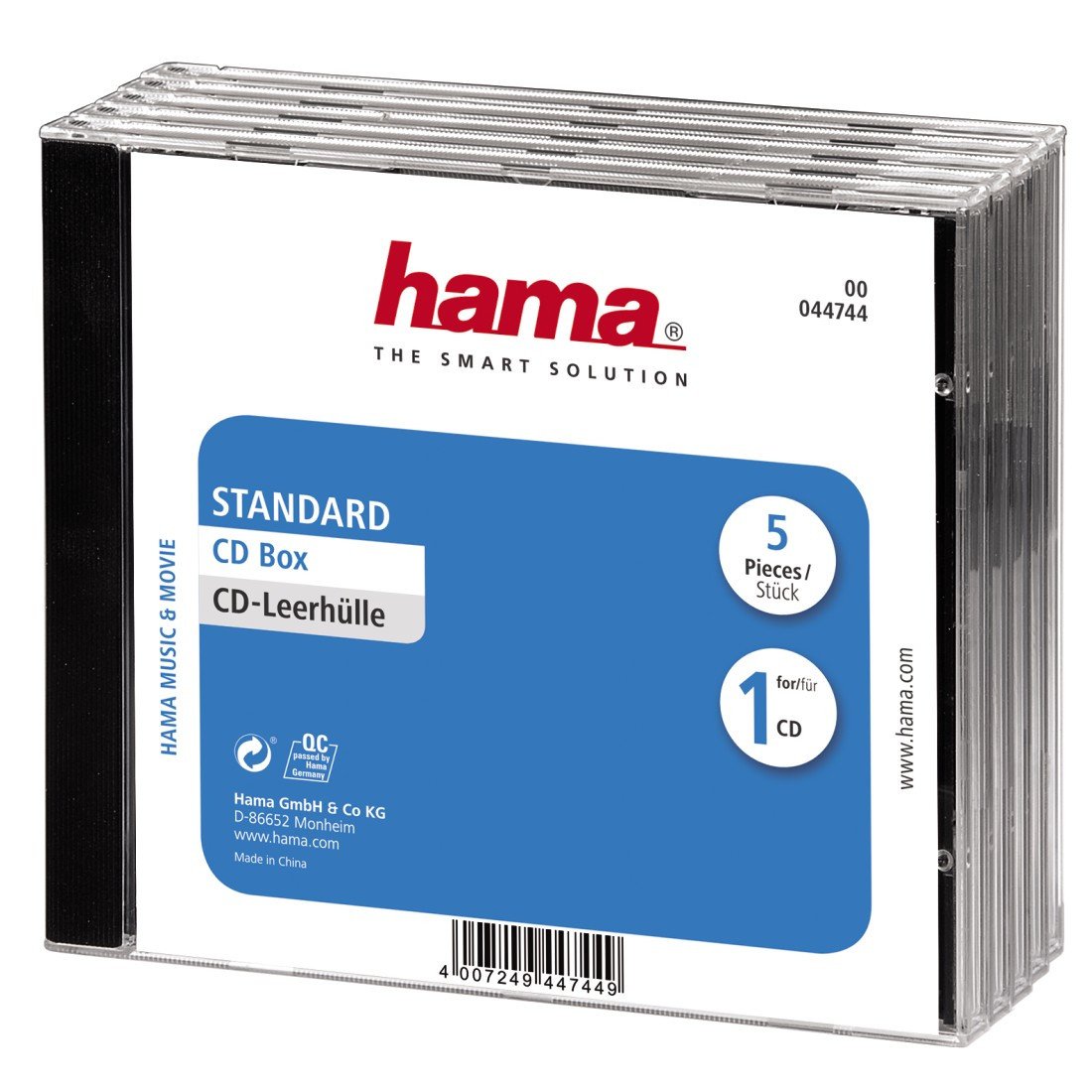 Hama CD-Leerhülle Standard 5er-Pack Transparent/Schwarz