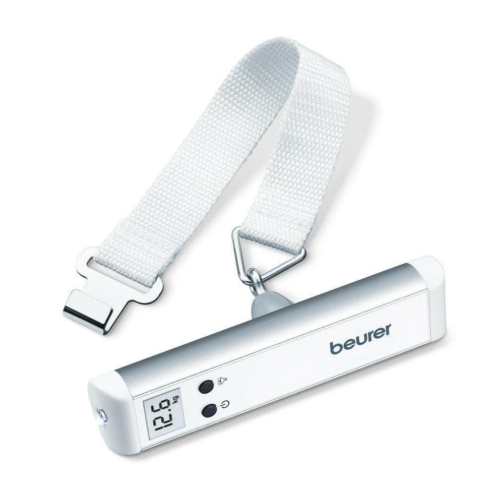 Beurer LS 10 Kofferwaage mit Taschenlampe, ideal für Reisen.