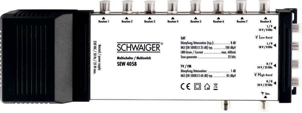 Schwaiger SEW4058531 SAT-Multischalter 5/8 mit Netzteil