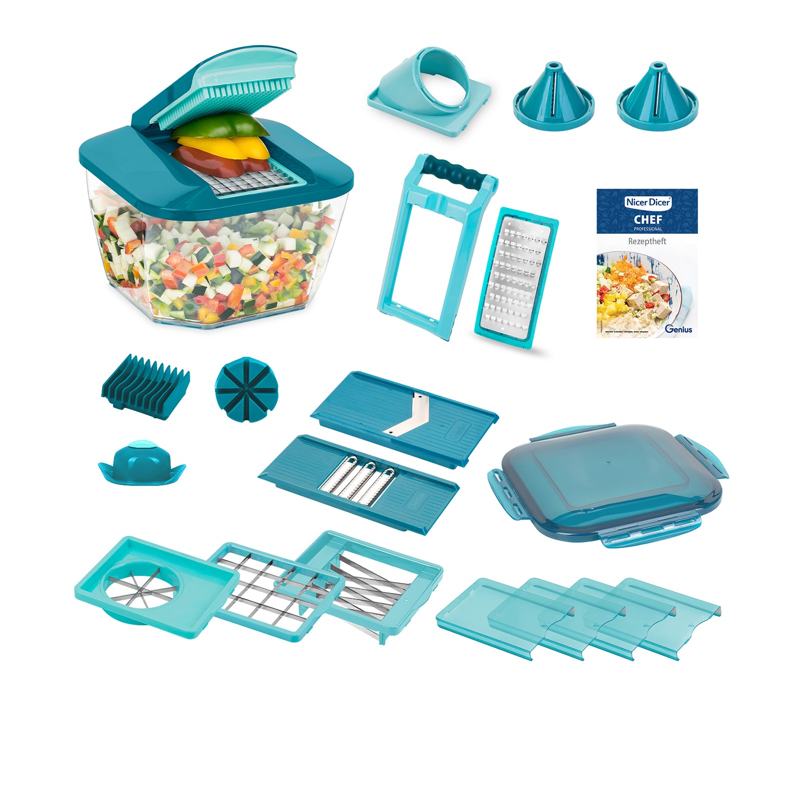 Nicer Dicer Chef Professional, Set 23-tlg., Dark Petrol