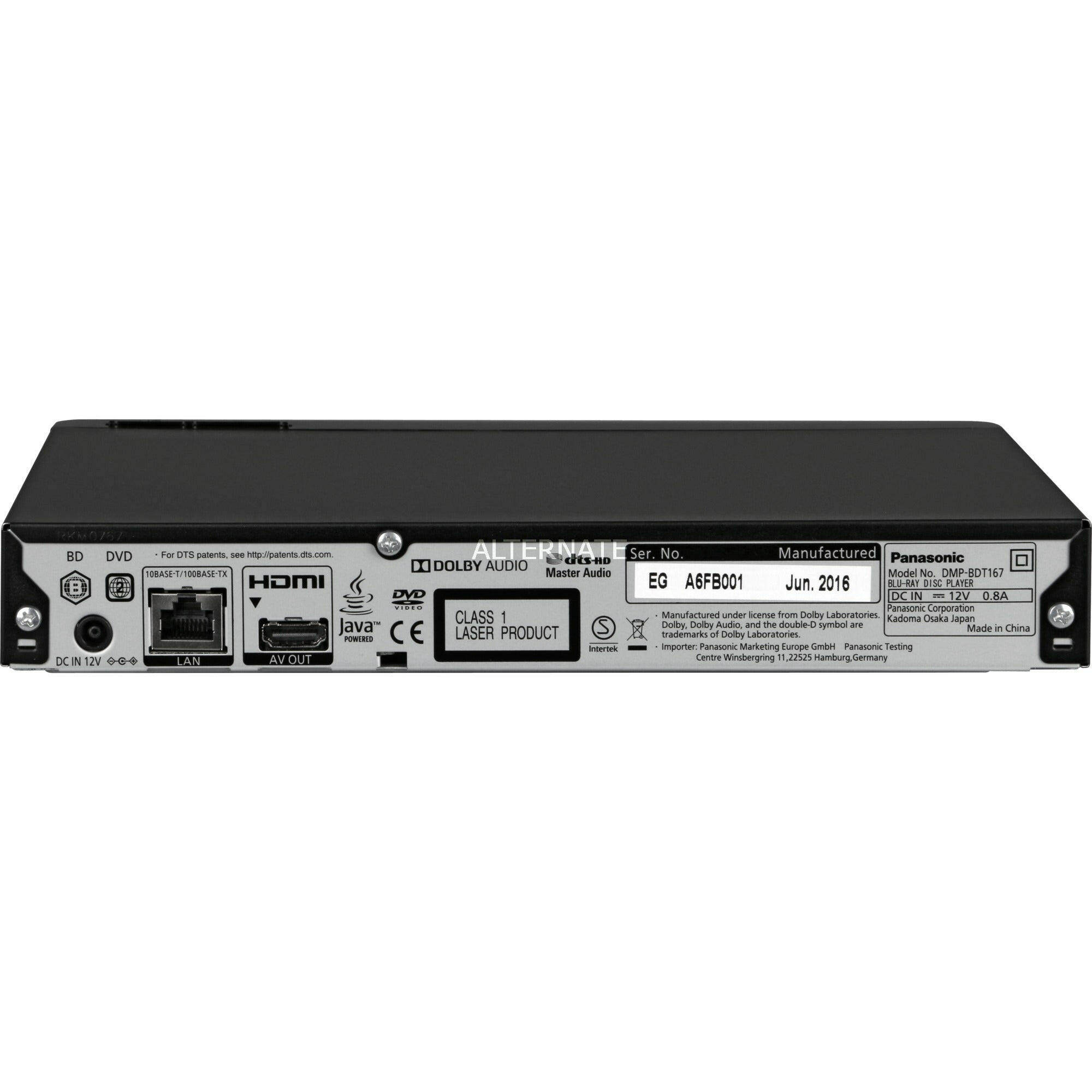 Panasonic DMP-BDT167EG 3D Blu-ray Player mit Internet Apps.