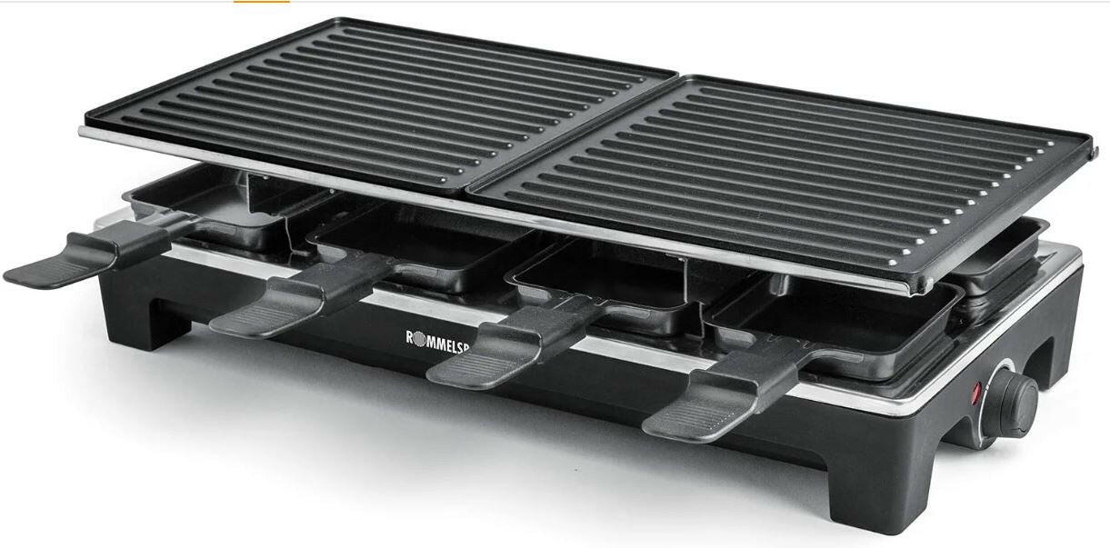 ROMMELSBACHER RCS 1350 Raclette Grill mit 3 Platten, 8