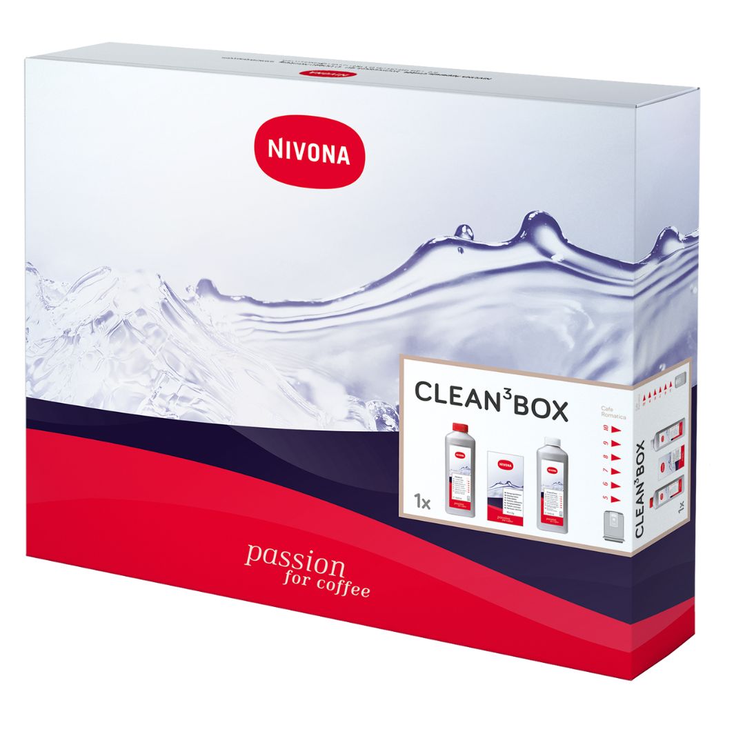 NIVONA Clean3Box NICB 300 Reinigungs-Set (Reinigungstabletten NIRT 701, Flüssigentkalker NIRK 703, Milchsystemreiniger NICC 705)