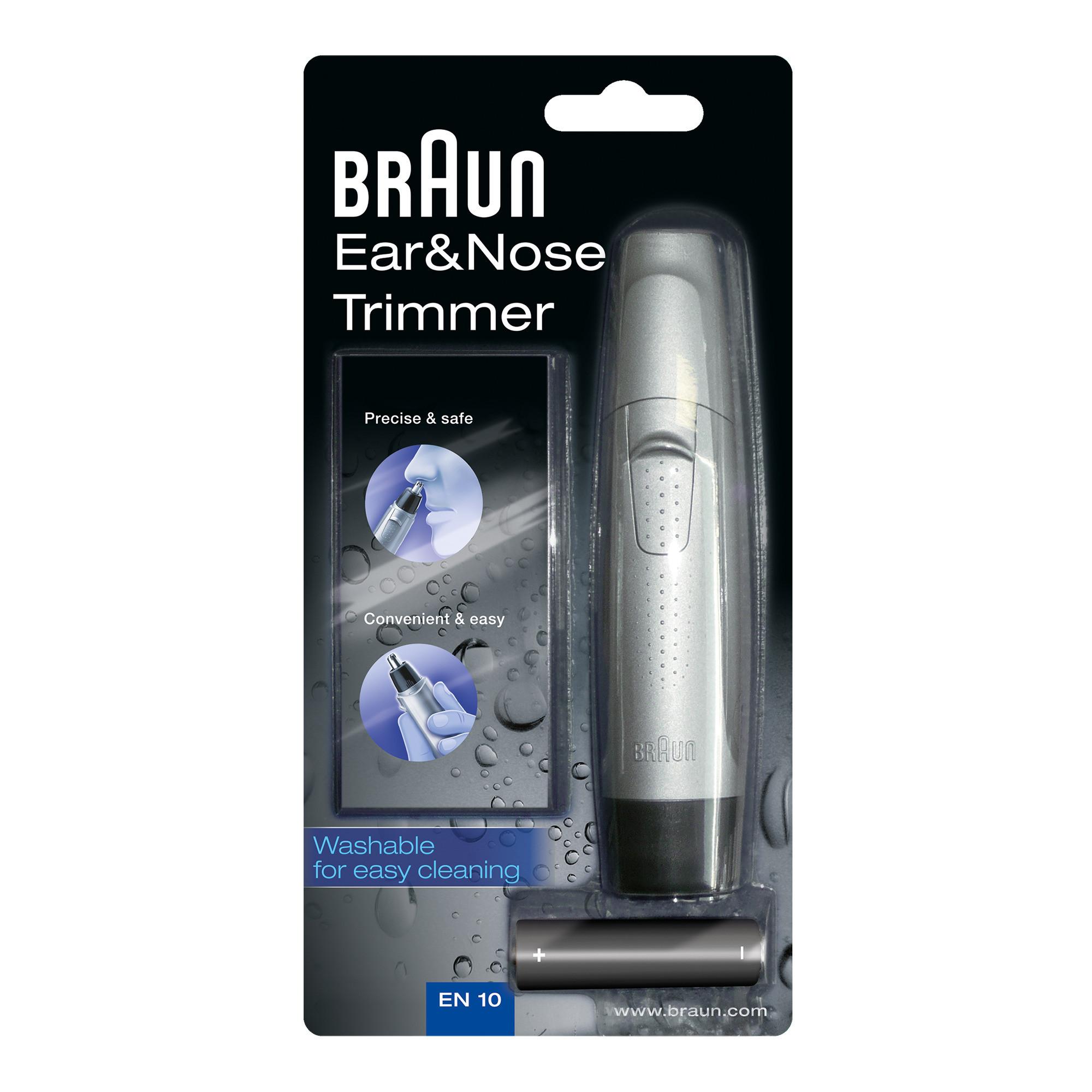 BRAUN Exact Series EN10 Präzisionstrimmer für Ohren- und Nasenhaare (Leistungsstarkes rotierendes Klingensystem, präzise Haarentfernung, Batteriekapazität 60 Min, inkl. 1 AA Markenbatterie á 1,5 V) - TRONYQ