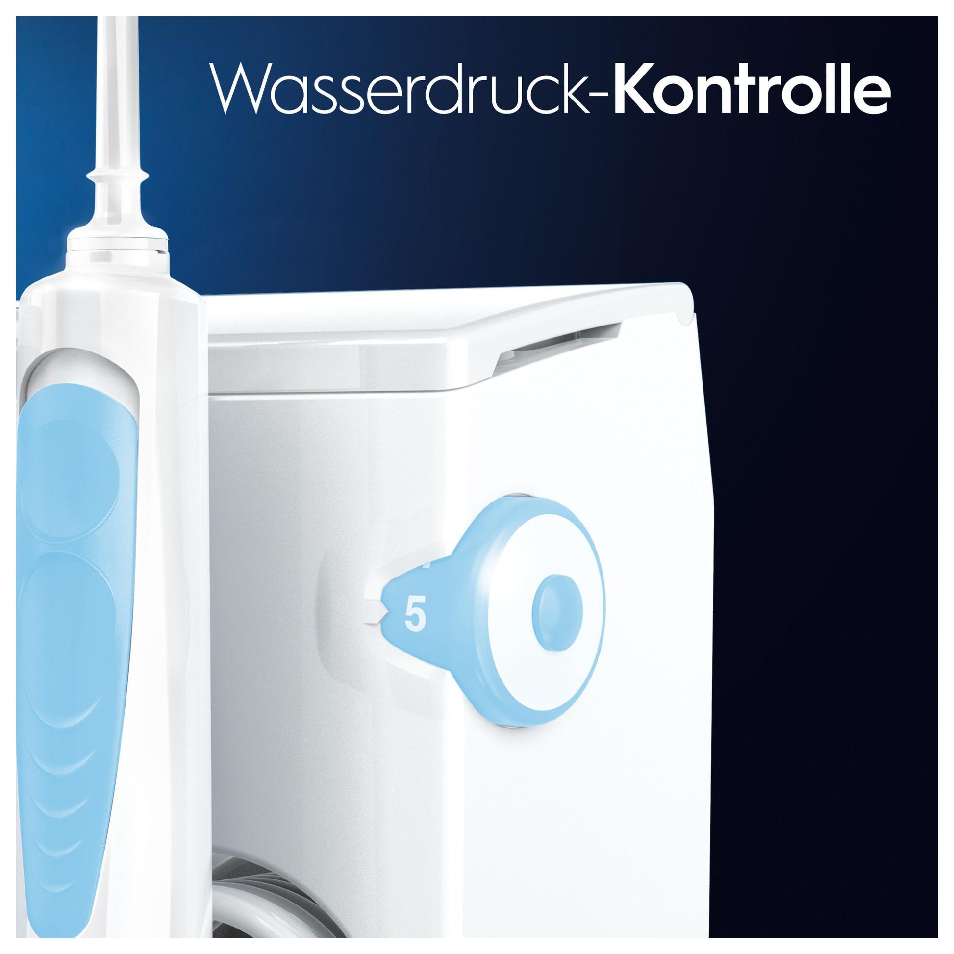 Oral-B Munddusche Oxyjet (Oxyjet-Technologie, 5 Wasserdruck-Stufen, 4 Wasserstrahle, perfekt für Zahnspangen und Implantate, Lieferumfang: 1 Munddusche, 1 Oxyjet-Düse, 1 Waterjet-Düse) - TRONYQ