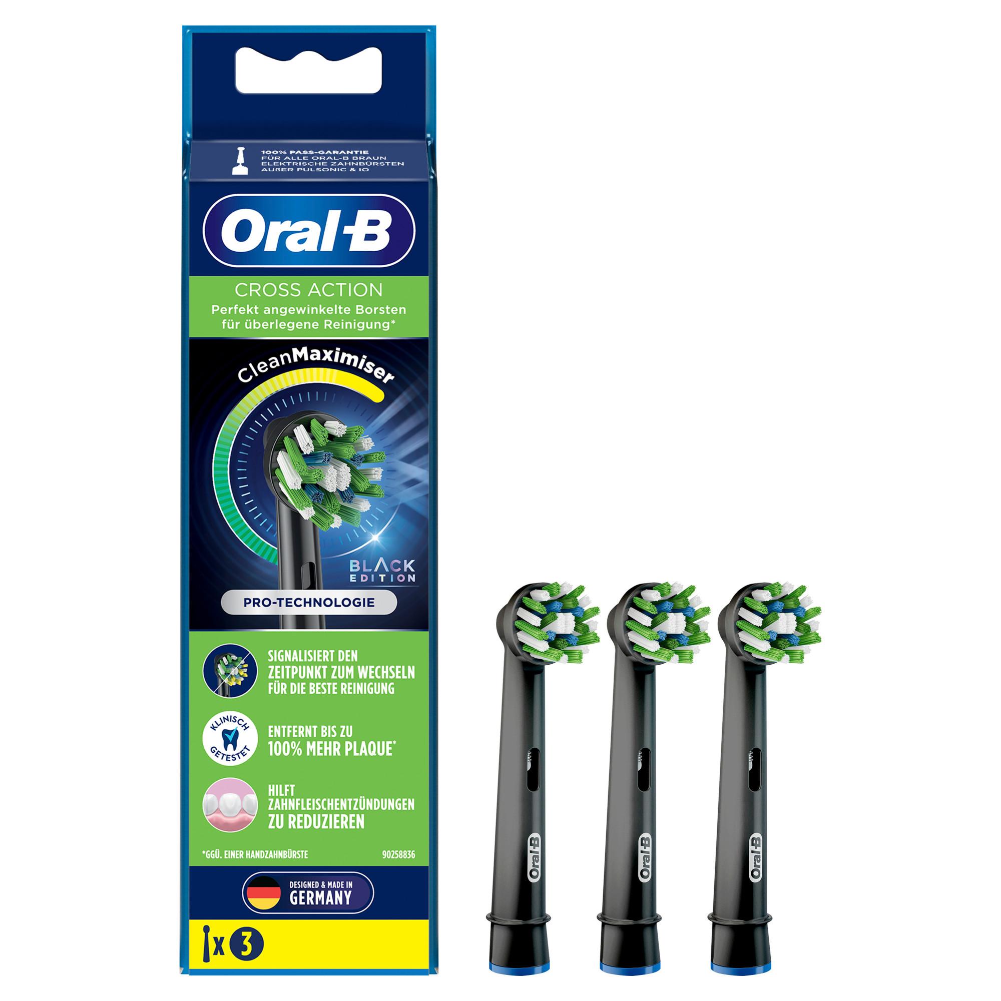 Oral-B Aufsteckbürsten CrossAction Black Edition, 3 Stück (Oral-B CrossAction Black Edition Aufsteckbürsten mit CleanMaximiser-Borsten für überlegene Reinigung, 3 Stück) - TRONYQ