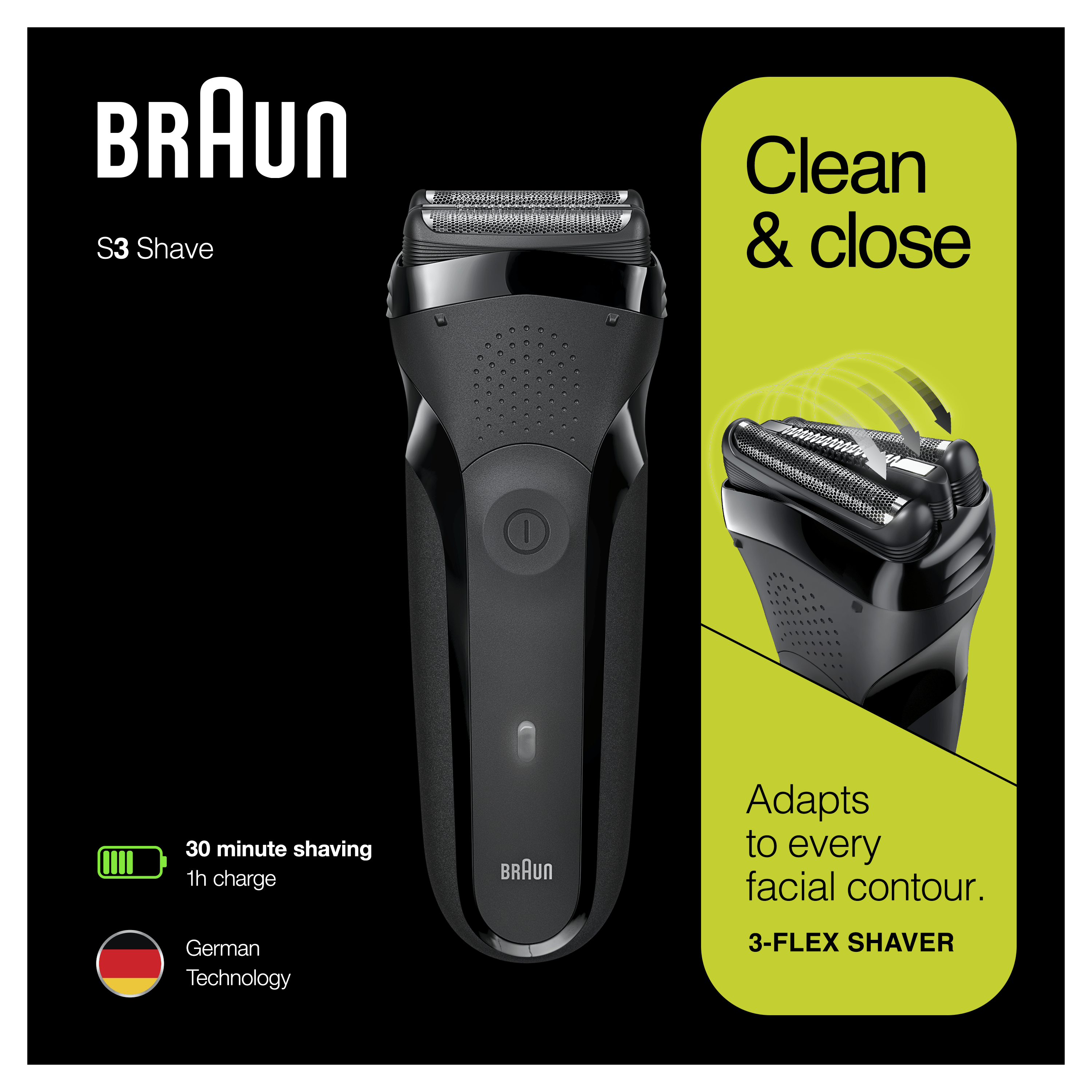 Braun Series 3-300s Herrenrasierer, wasserdicht, 3 Klingen.