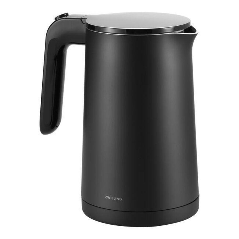 ZWILLING Enfinigy Wasserkocher 1L Schwarz – Doppelwandiger Edelstahl-Wasserkocher 1850W mit Kalkfilter