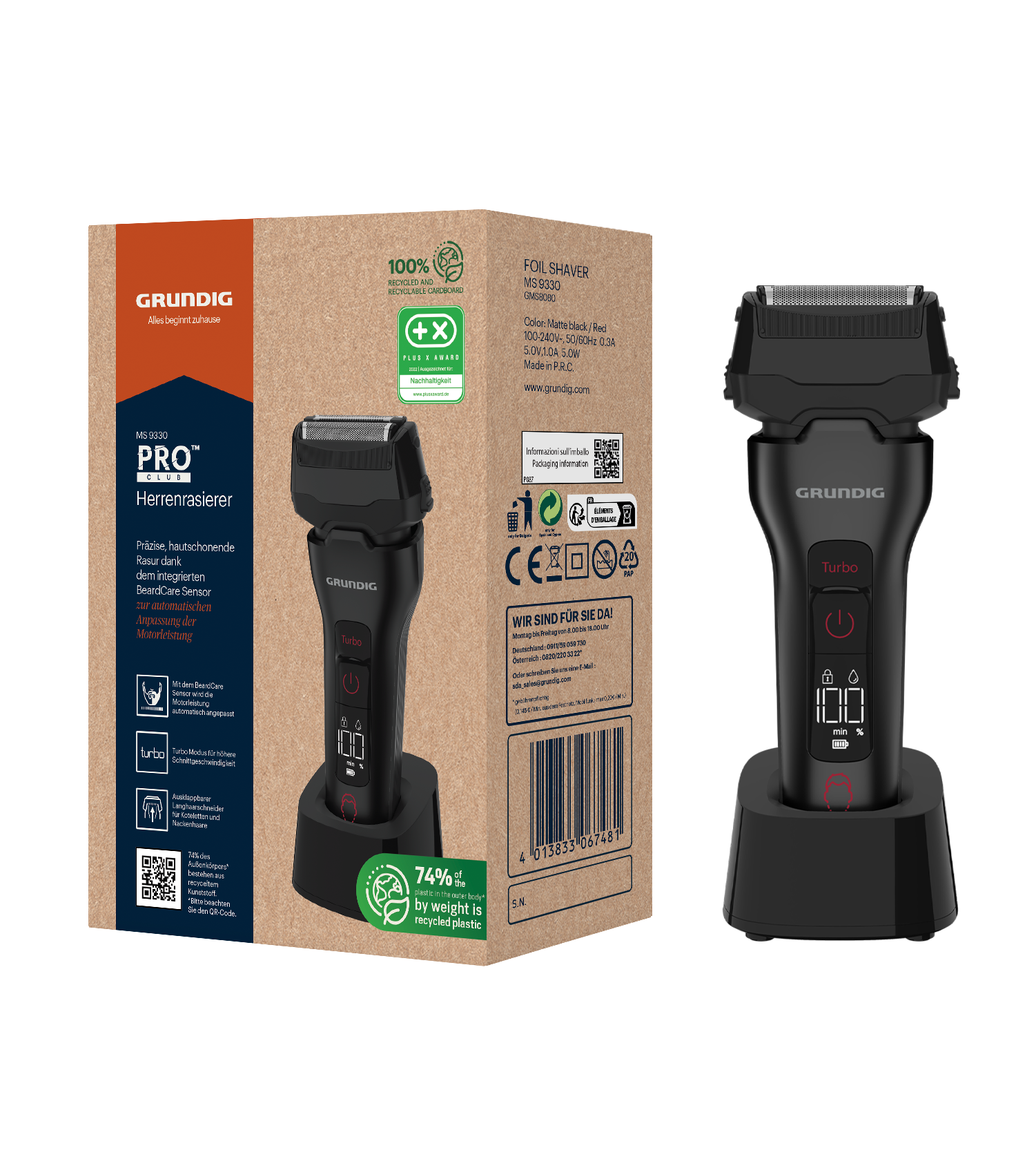 Grundig MS 9330 Herrenrasierer mit BeardCare Sensor und.