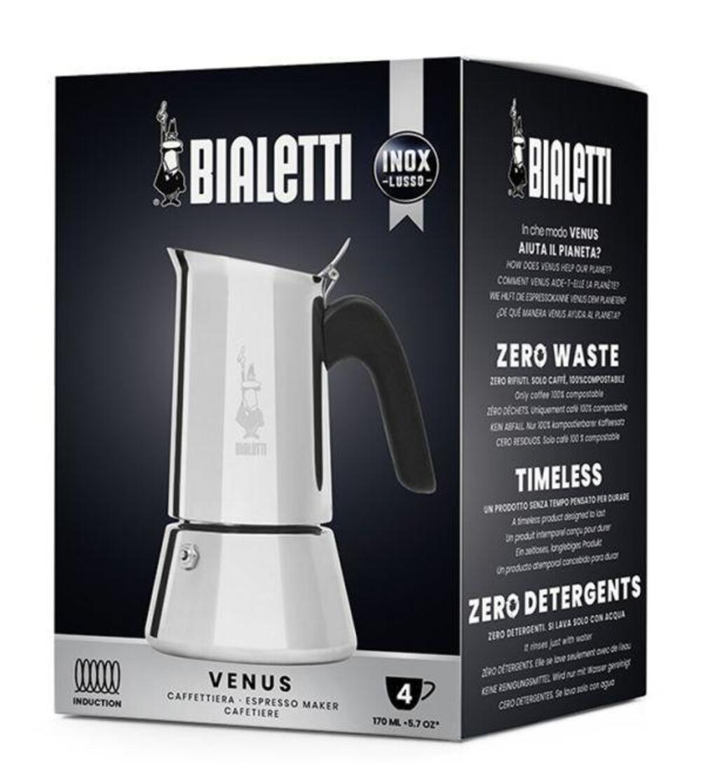 Bialetti New Venus Espressokocher für 4 Tassen – Edelstahl, Induktionsgeeignet, italienisches Design