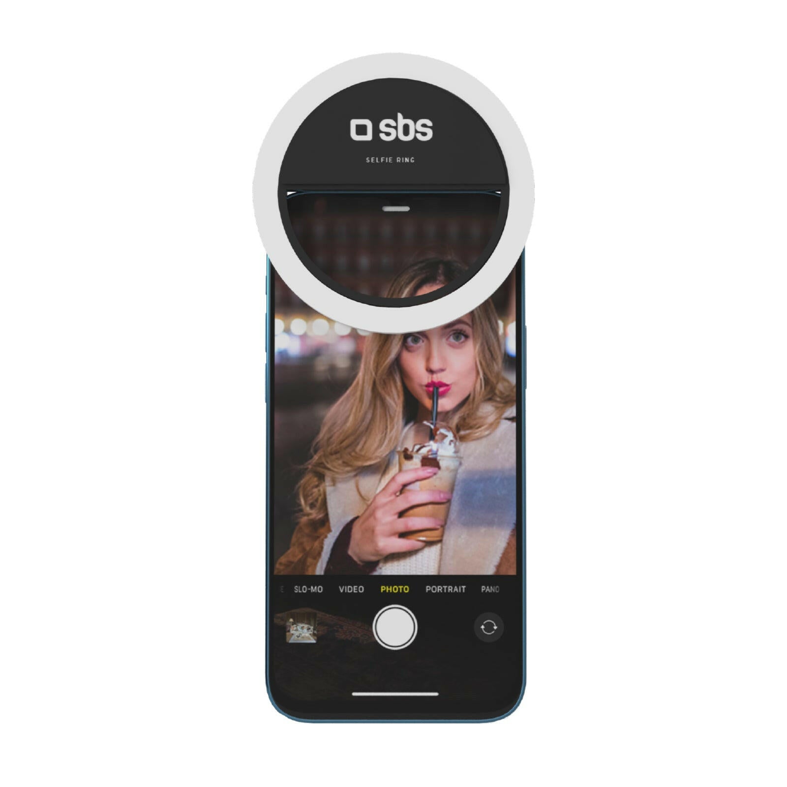SBS Selfie Ringlicht für Handy - Wiederaufladbar mit USB.