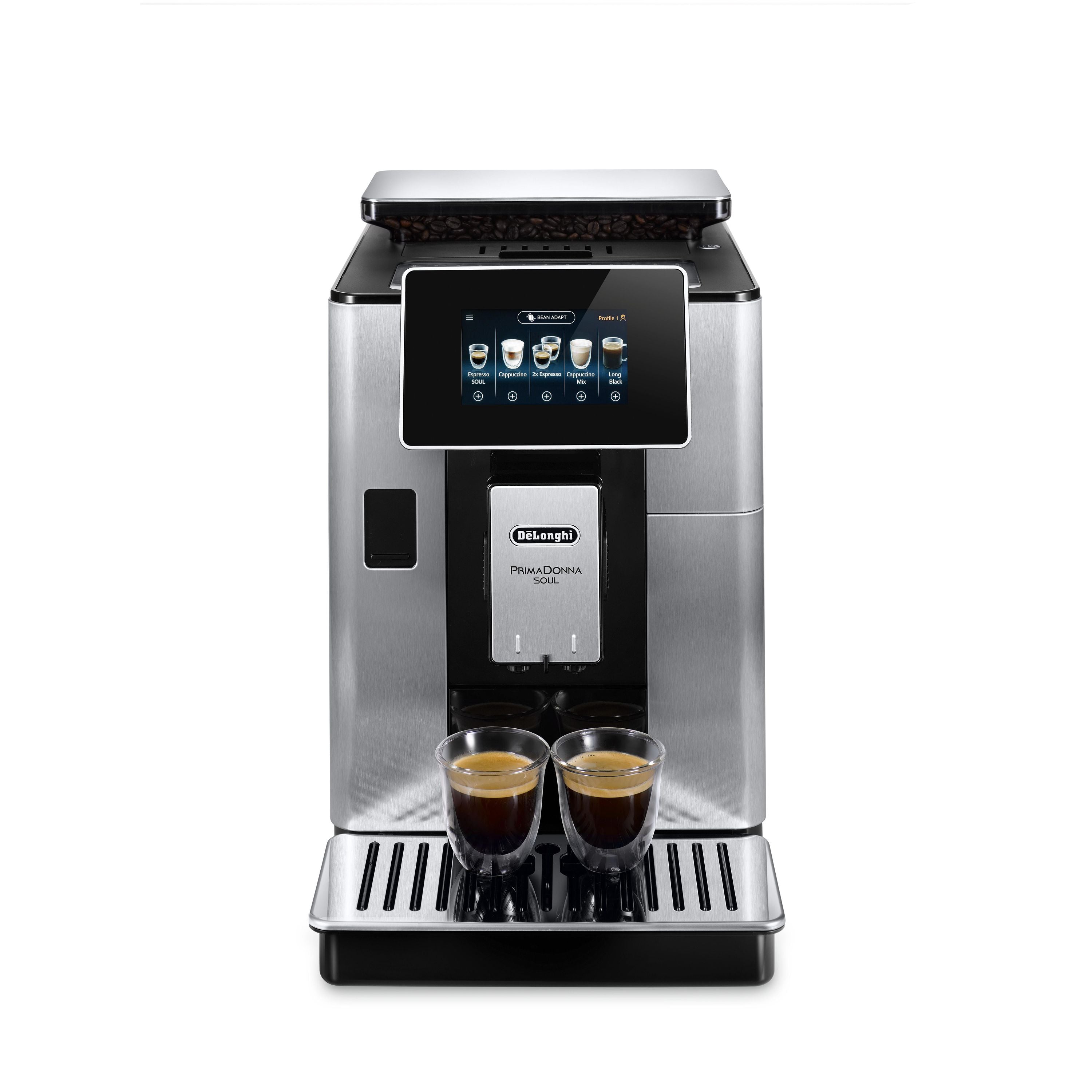 De'Longhi ECAM610.74.MB PRIMADONNA SOUL Edelstahl Kaffeevollautomat (App, TFT-Display, Touch, coffee2go, coffee-to-go, Travel-Mug, Kannen-Funktion, Milch-Behälter, Milchschaum, 19 bar) - TRONYQ