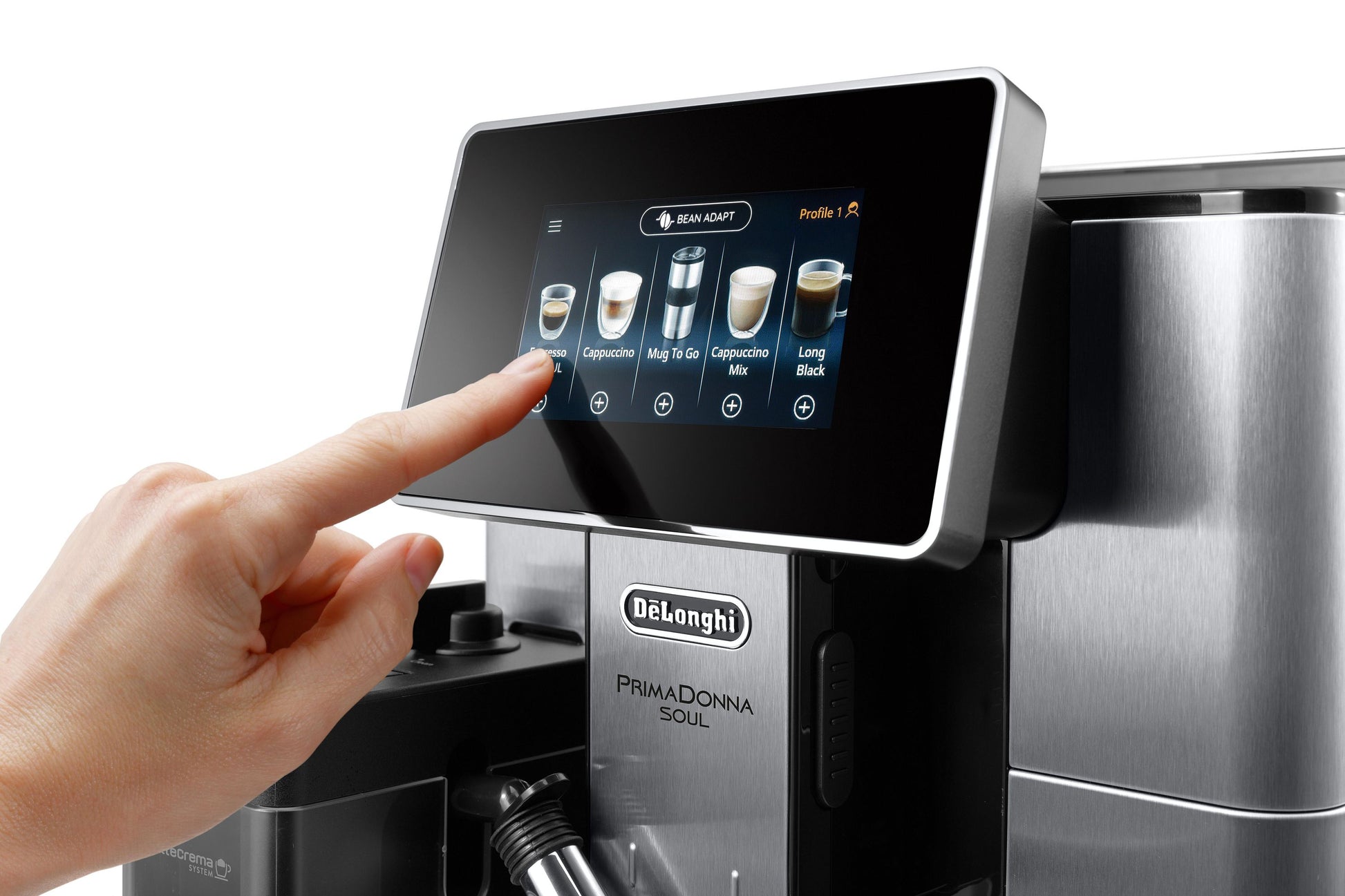 De'Longhi ECAM610.74.MB PRIMADONNA SOUL Edelstahl Kaffeevollautomat (App, TFT-Display, Touch, coffee2go, coffee-to-go, Travel-Mug, Kannen-Funktion, Milch-Behälter, Milchschaum, 19 bar) - TRONYQ