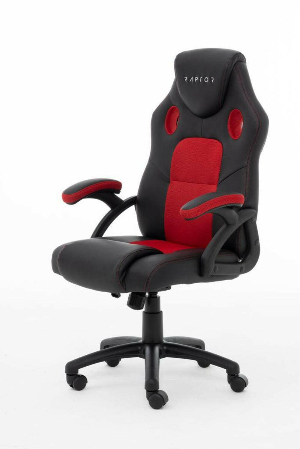 Raptor GS-40 Gaming-Stuhl, ergonomisch, Schwarz/Rot.