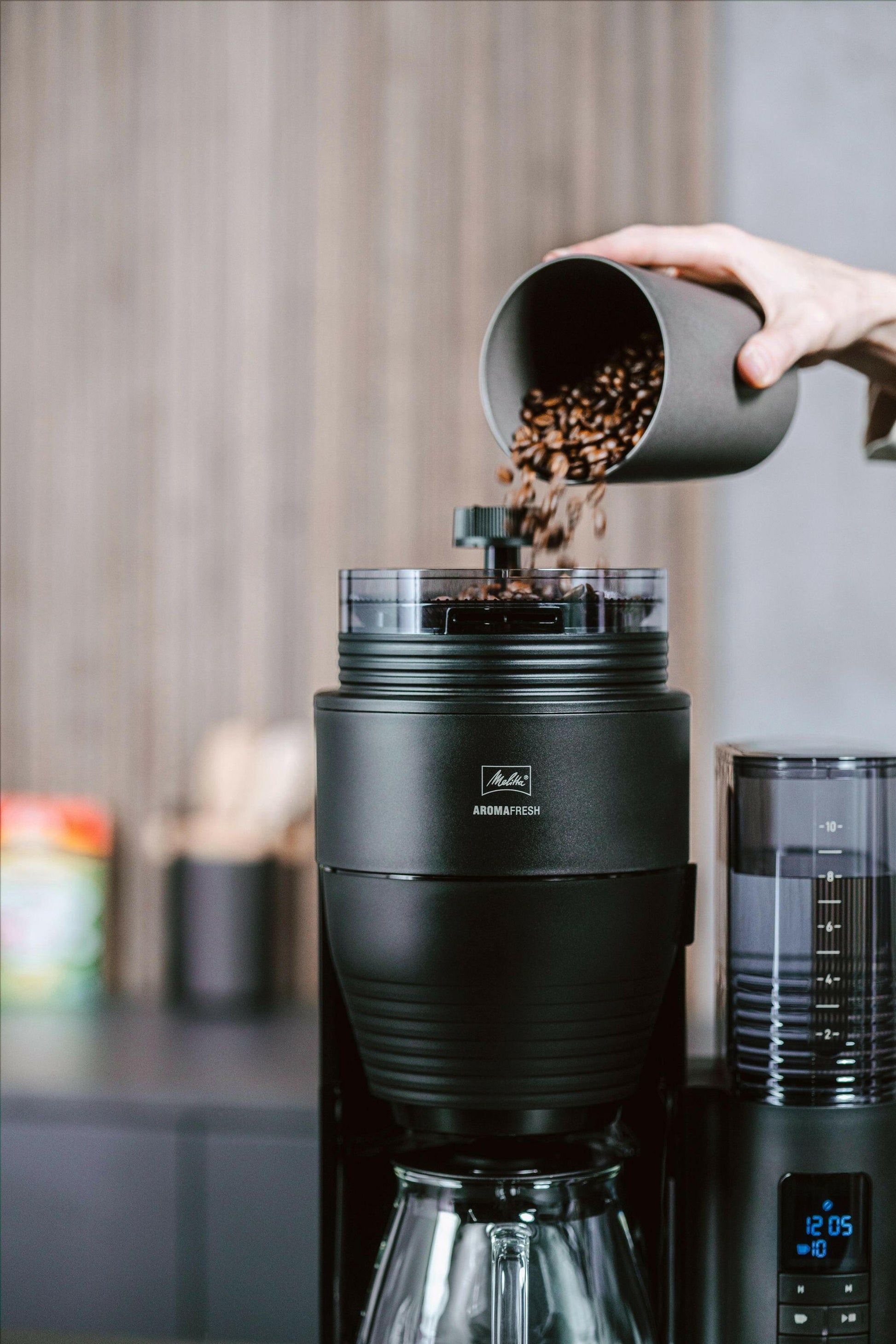 Melitta AromaFresh 1,25 L Filterkaffeemaschine mit Mahlwerk.