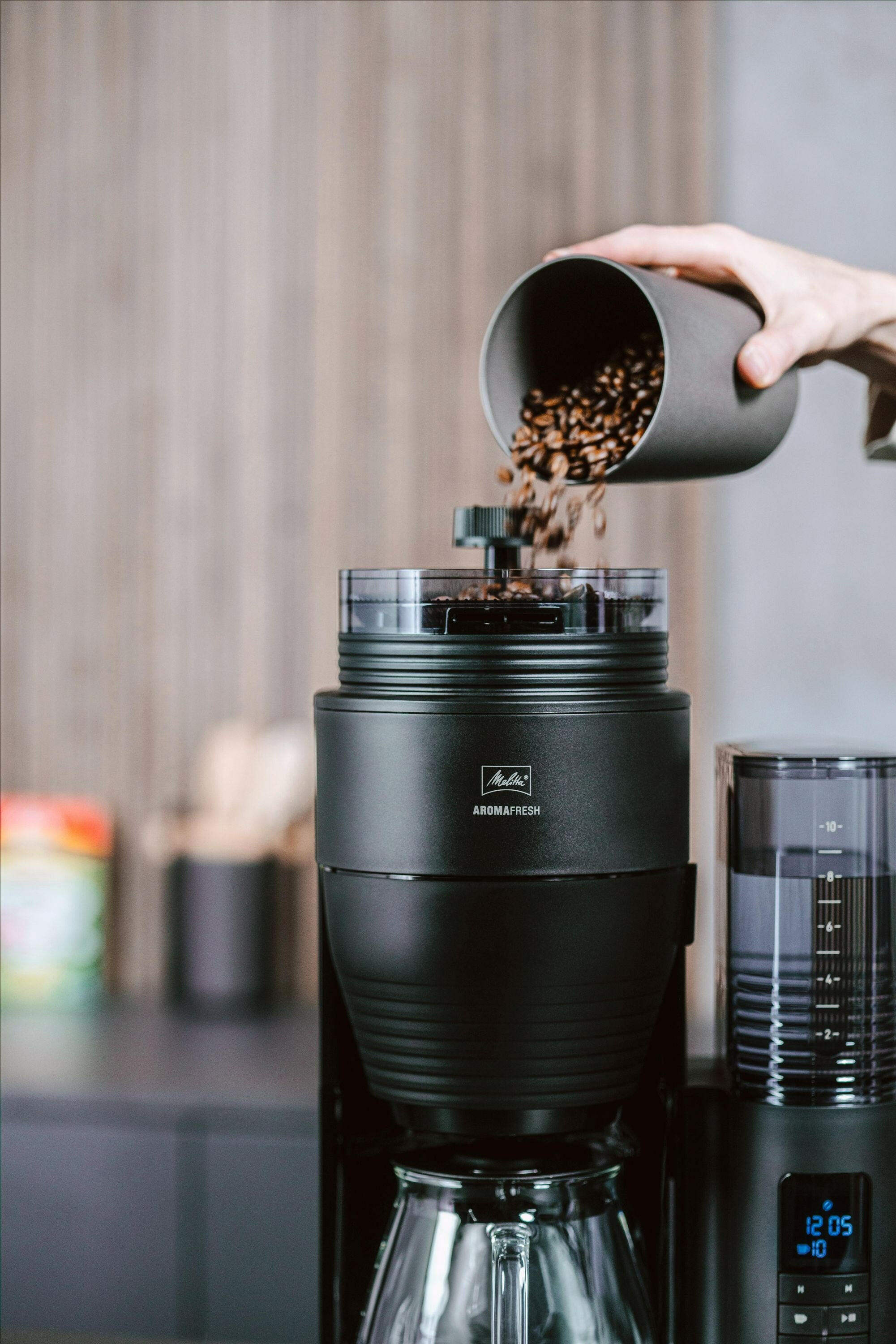 Melitta AromaFresh 1,25 L Filterkaffeemaschine mit Mahlwerk.