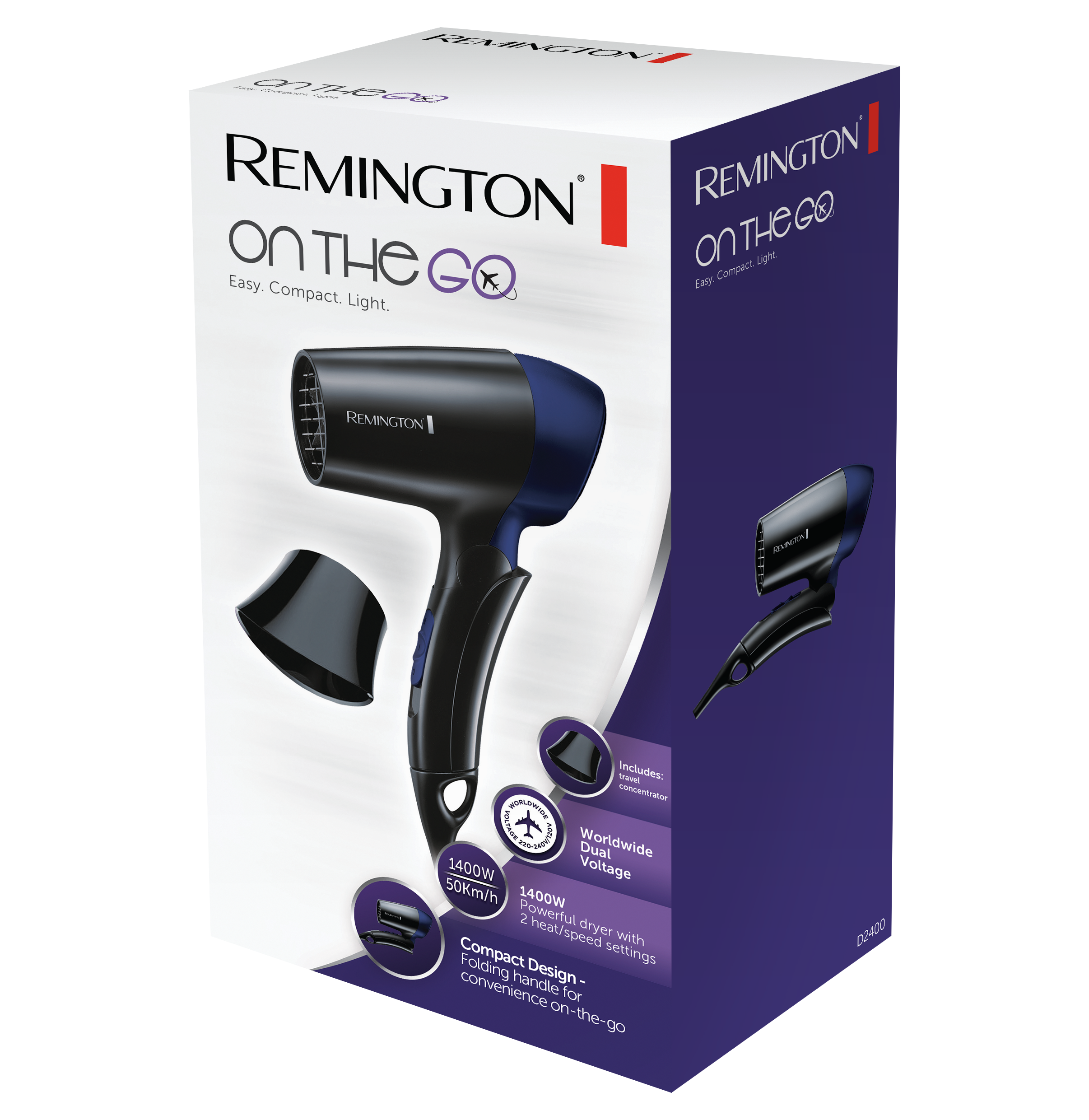 Remington D2400 Haartrockner On The Go, 1400W, klappbar.