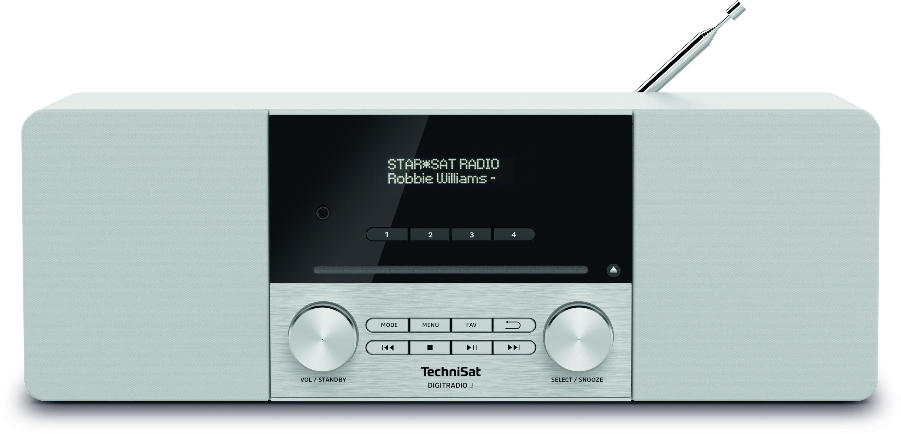 TechniSat DIGITRADIO 3 DAB+-Stereoradio (UKW/RDS, CD, MP3) Weiß Versandrückläufer