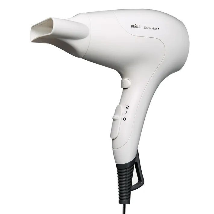 BRAUN Satin Hair 1 HD 180 Power Perfection solo Haartrockner (1.800 Watt, 3 Hitze- und 2 Luftstrom-Einstellungen, Kaltstufe, leichtes und ergonomisches Design, Infrarot Heizsystem, Styling Düse, Öse zum Aufhängen, Weiß) - TRONYQ