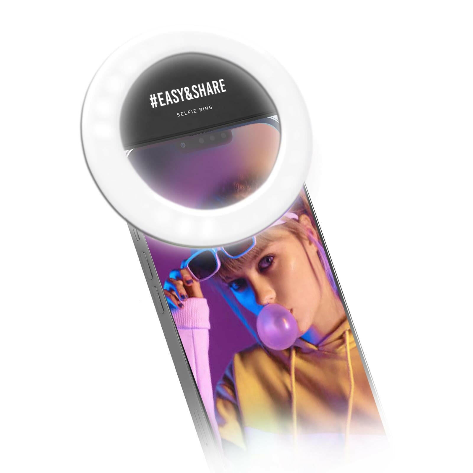 SBS Selfie Ringlicht für Handy - Wiederaufladbar mit USB.