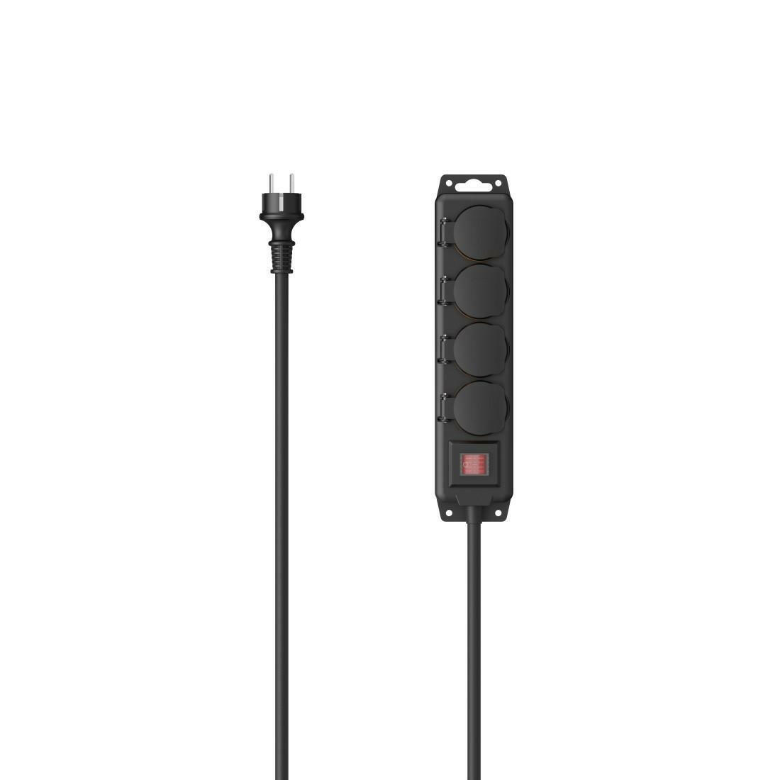 HAMA Steckdosenleiste 4-fach schwarz IP44 für Außen 2m