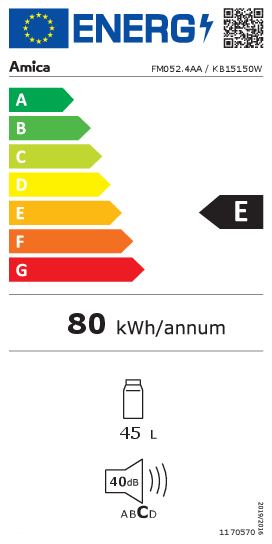 Amica KB 15150W Minikühlschrank Energieeffizienzklasse E.